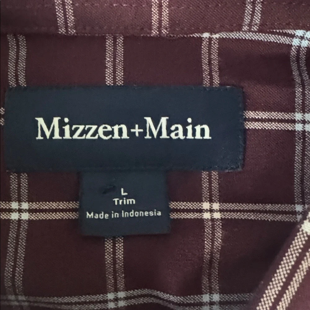 NWT Mizzen+Main City Flannel Wine Richard Plaid L Large NEW $158 - Picture 6 of 8